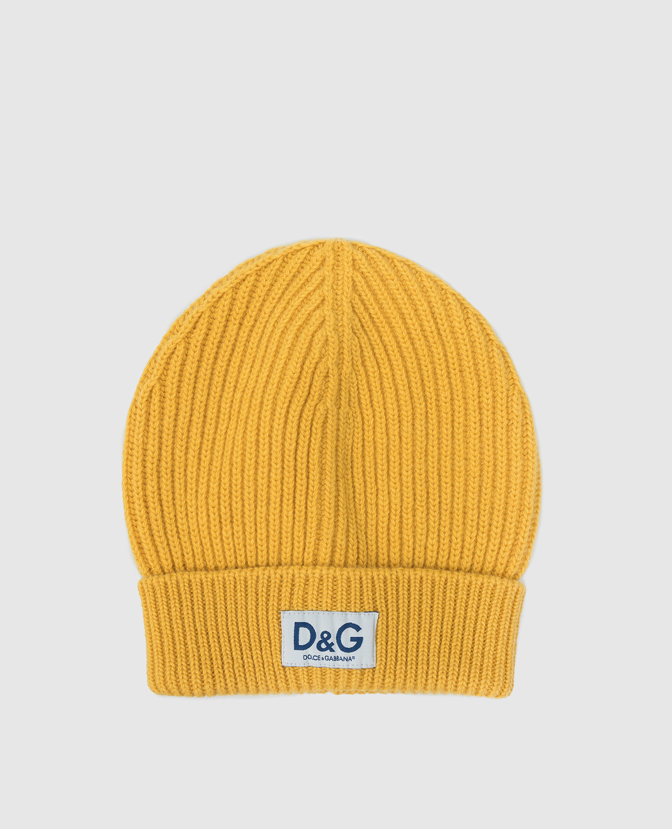 Желтая шапка из  шерсти с логотипом