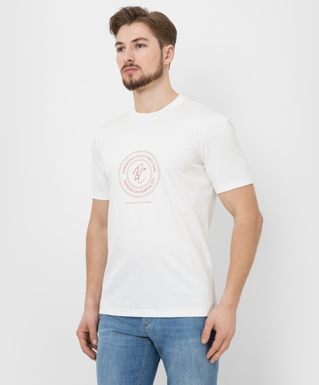 Brunello Cucinelli Біла футболка з принтом логотипу M0T618430 зображення 3