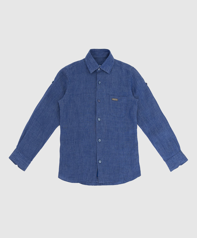 Stefano Ricci Детская синяя льняная рубашка YC003550L1677