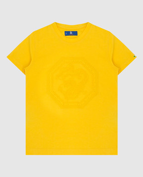 Stefano Ricci Детская желтая футболка с вышивкой YNH7200050803