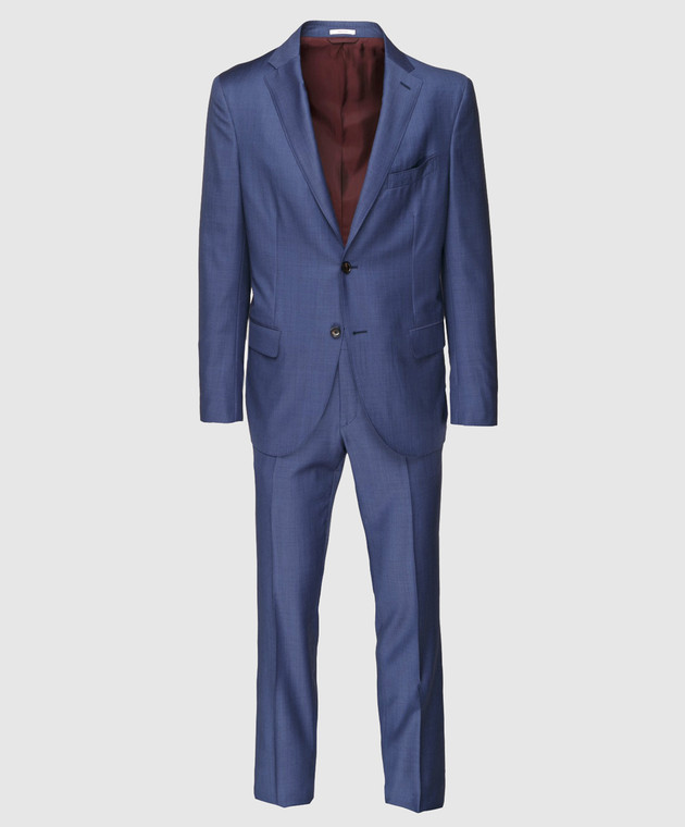 Luciano Barbera Синий костюм из шерсти 5D201625097