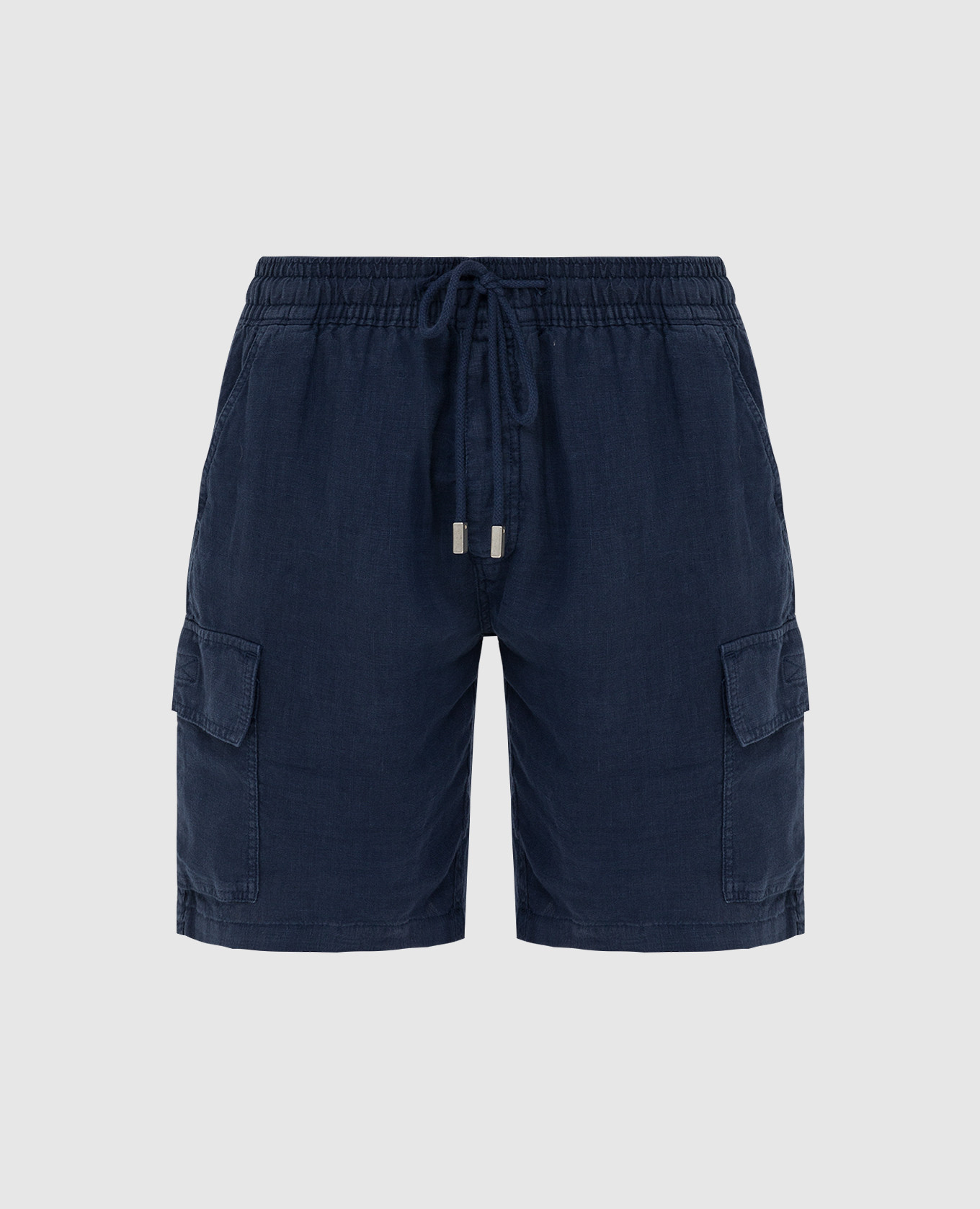 Navy Linen Cargo Shorts