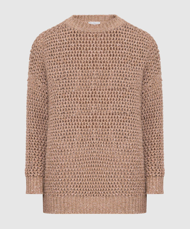 Brunello Cucinelli Темно-бежевий светр з люрексом MBS395100