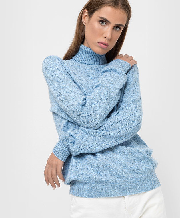 Babe Pay Pls Голубой свитер из шерсти мериноса в узор UFM016 изображение 5