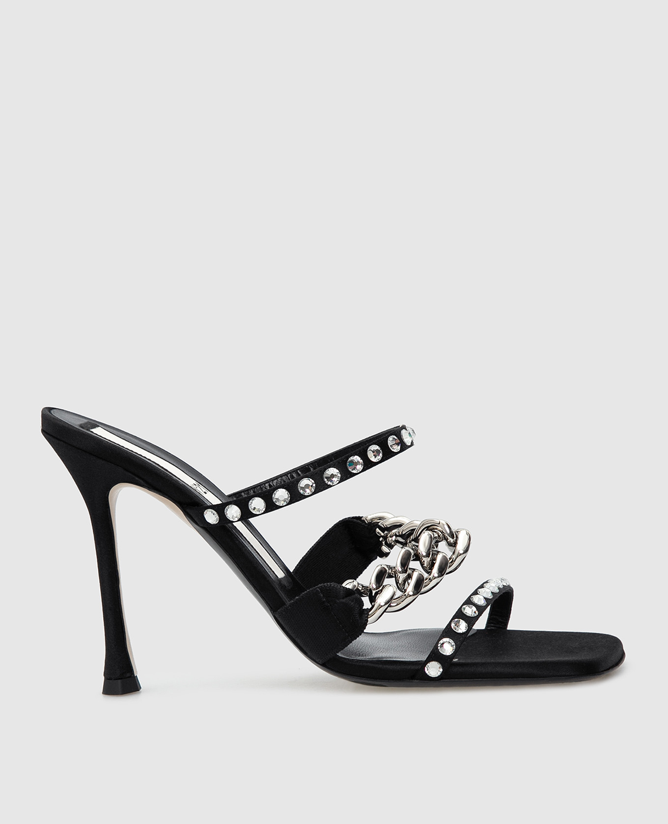 N21 - Black leather sandals with crystals 21ECP0NV11071 buy at Symbol