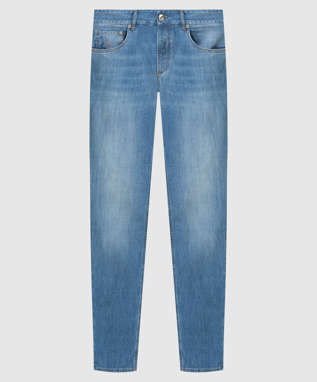 Brunello Cucinelli Світло-сині джинси з ефектом потертості ME645D2210