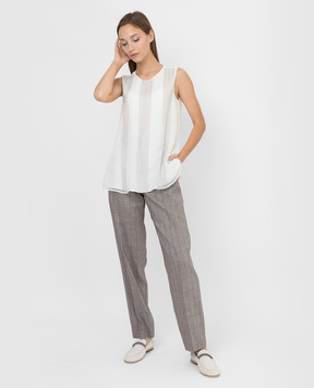 Brunello Cucinelli Шелковый топ с цепочками MF940DR500