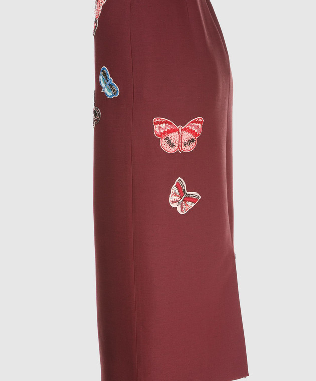 Valentino Бордовая юбка midi из шерсти и шелка PB3RA2B01CF изображение 3