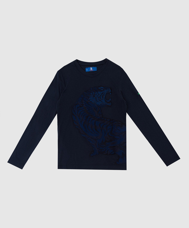 Stefano Ricci Детский темно-синий лонгслив с вышивкой YNH8400121803