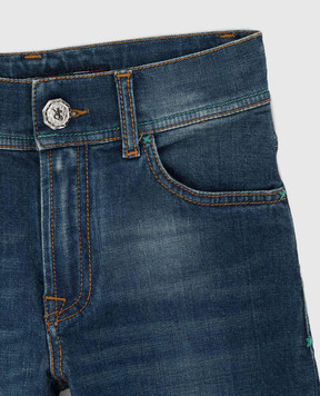 Stefano Ricci Детские синие джинсы с эффектом потертости T2960PITY1595