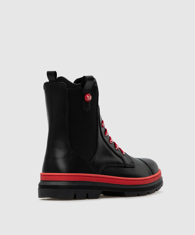 Dolce&Gabbana Детские черные кожаные ботинки на меху D10969A18893738 изображение 3