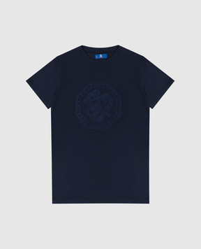 Stefano Ricci Дитяча темно-синя футболка з вишивкою YNH7200050803