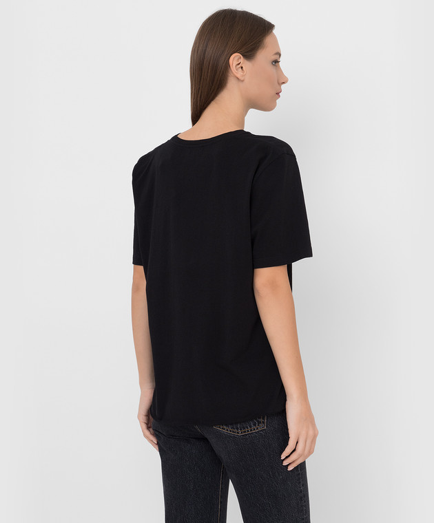 Saint Laurent Черная футболка с принтом логотипа 673437Y36MA изображение 4
