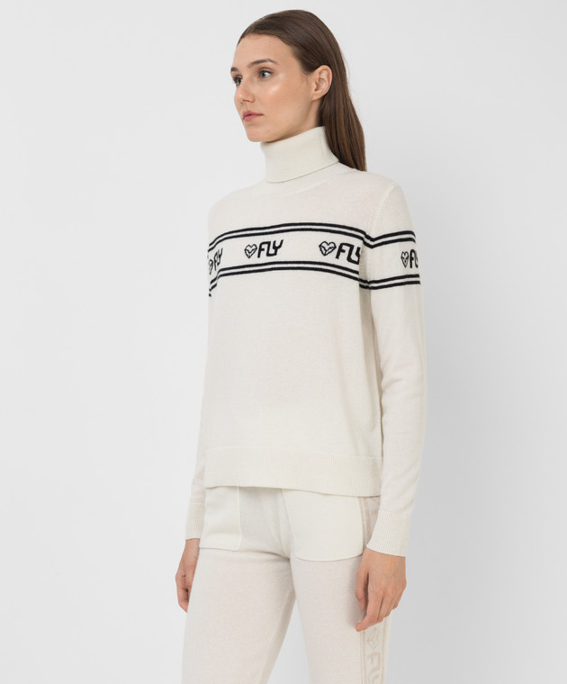 Be Florence White cashmere golf with logo pattern F2110 image 3