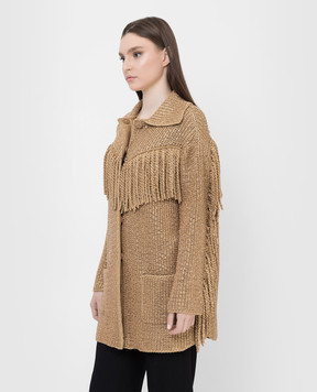 Ermanno Scervino Золотистий кардиган у кристали з бахромою. D405D701CTJKE