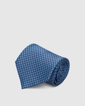 Stefano Ricci Синий шелковый галстук в узор CH41027