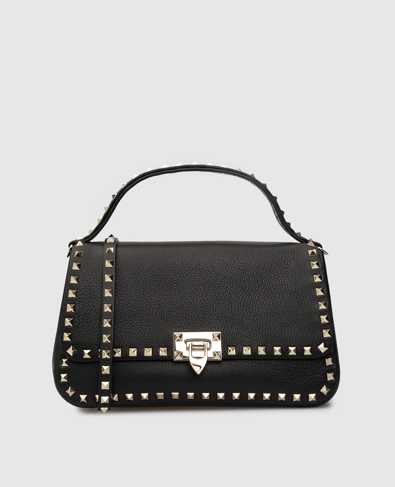 

Черная кожаная сумка-мессенджер Rockstud, Черный, Сумки