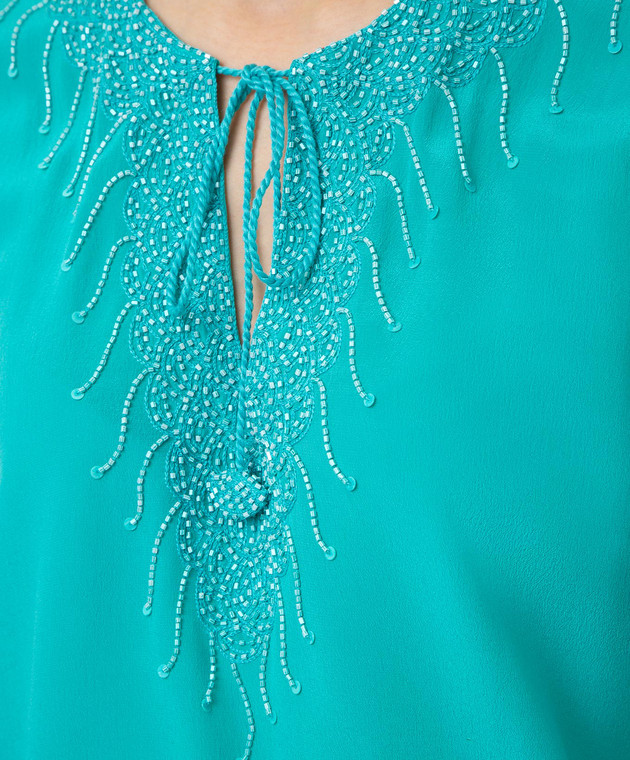 Taj by Sabrina Бірюзова блуза з шовку SUSH1087 зображення 5