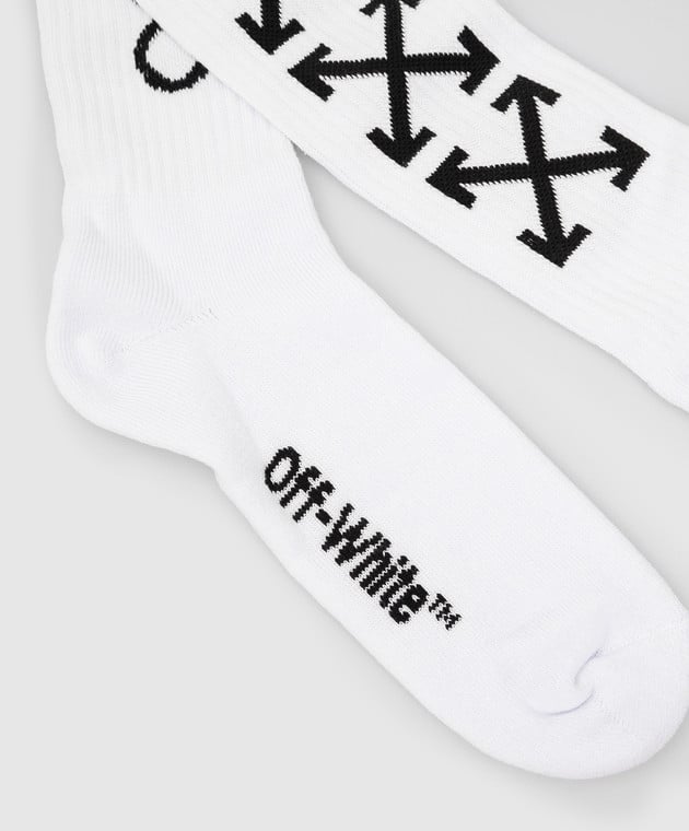 Off-White Белые носки с узором логотипа OMRA001F21KNI004 изображение 2