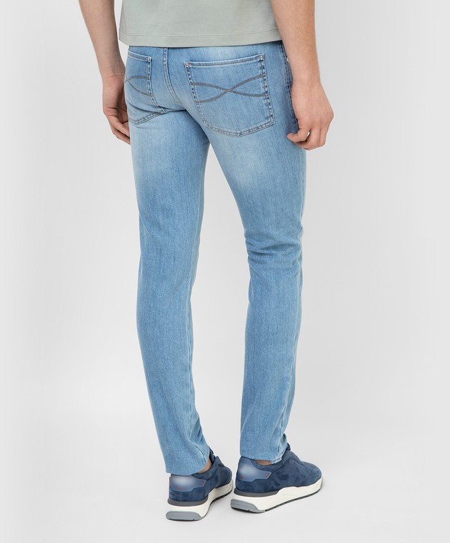 Brunello Cucinelli Голубые джинсы-скинни с эффектом потертости ME246J2010 изображение 4