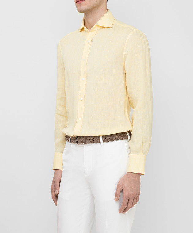 Brunello Cucinelli Желтая рубашка из льна MB6081718 изображение 3
