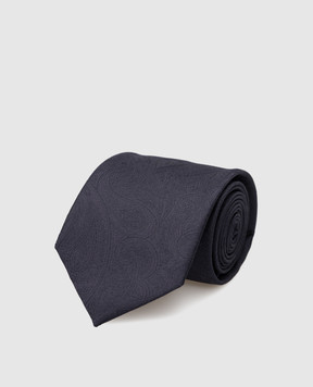 Stefano Ricci Детский шелковый темно-синий галстук в узор YCCX94102