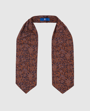 Stefano Ricci Детский светло-коричневый шелковый галстук аскот в узор YASNG501