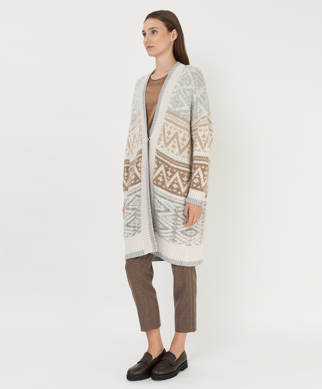 Brunello Cucinelli Кардиган з мохеру, кашеміру і шерсті в візерунок MBB380506 зображення 3