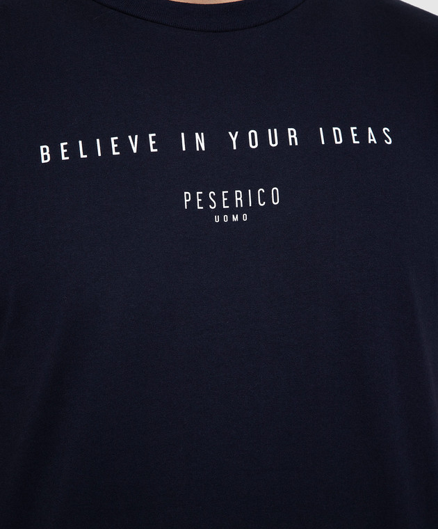 Peserico Темно-синя футболка з принтом R55000J0Q700069 зображення 5
