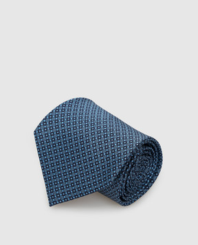 Stefano Ricci Бирюзовый шелковый галстук в узор CH41026