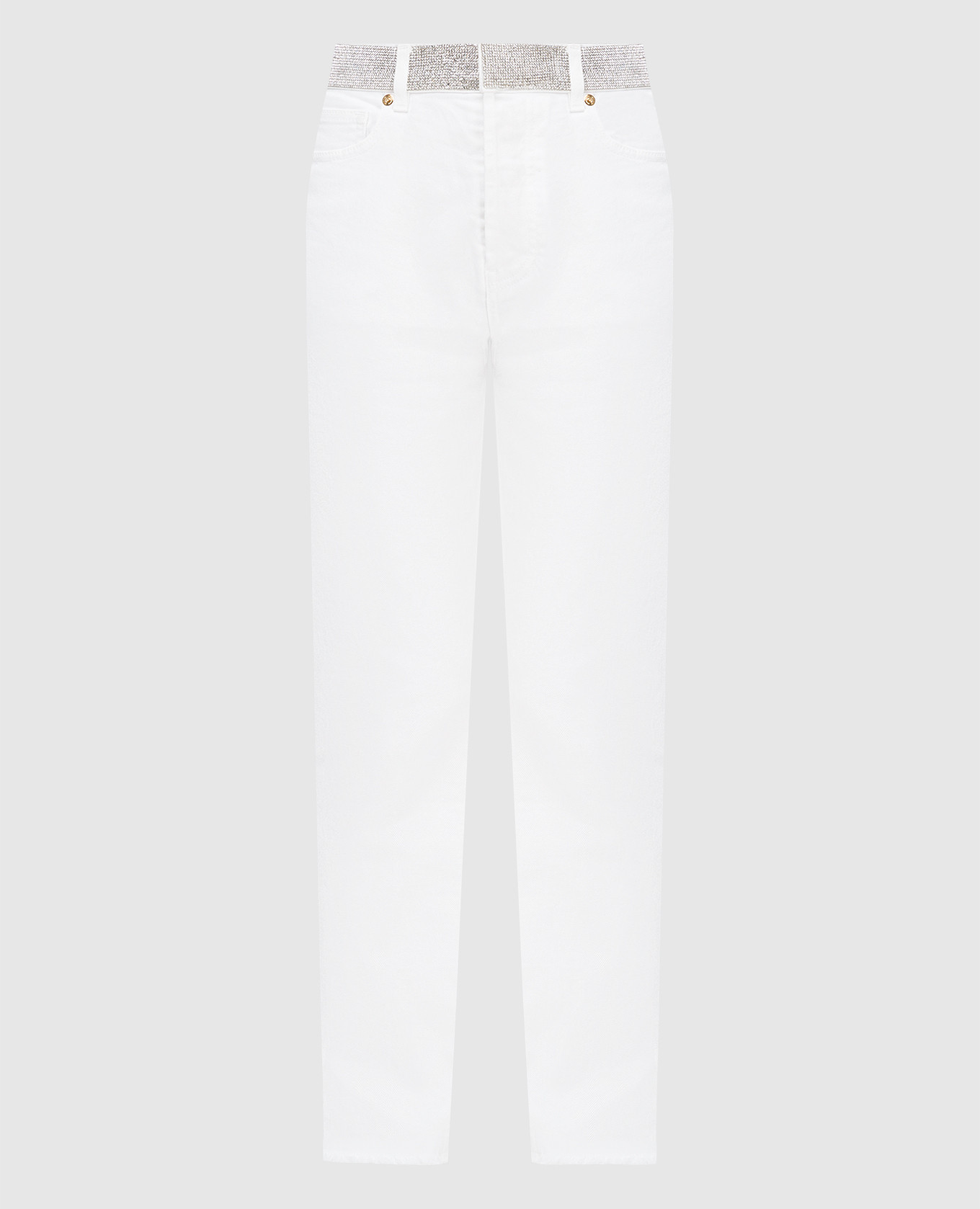 Белые джинсы с кристаллами