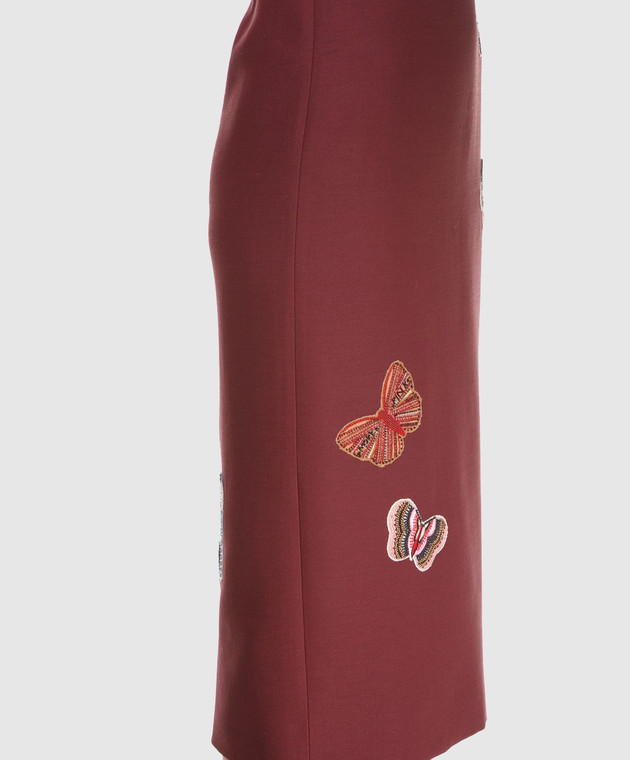 Valentino Бордовая юбка midi из шерсти и шелка PB3RA2B01CF изображение 4