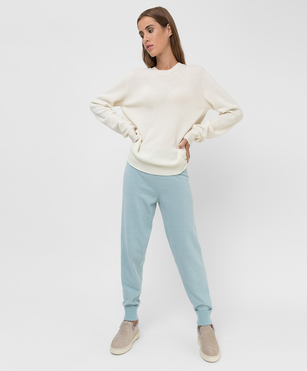 Babe Pay Pls Blue wool and cashmere joggers DFB034 image 2