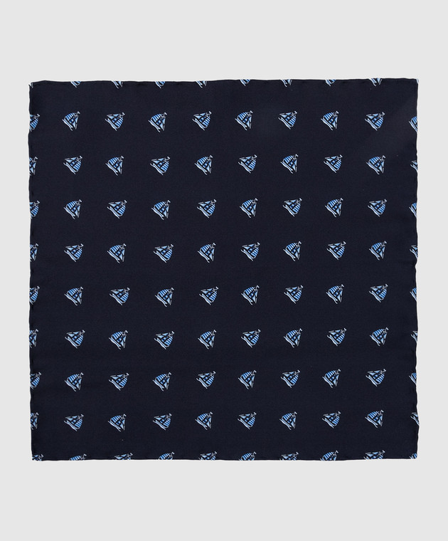 Stefano Ricci Детский темно-синий шелковый набор из галстука и платка-паше в узор YDHNG600 изображение 2