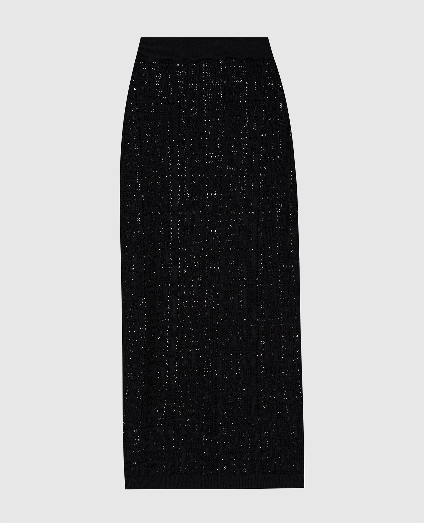 Черная ажурная юбка миди в узор монограммы