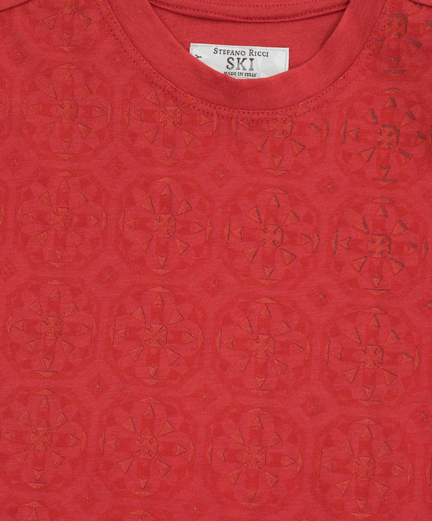 Stefano Ricci Детская красная футболка в принт YNH6S40010803 изображение 3