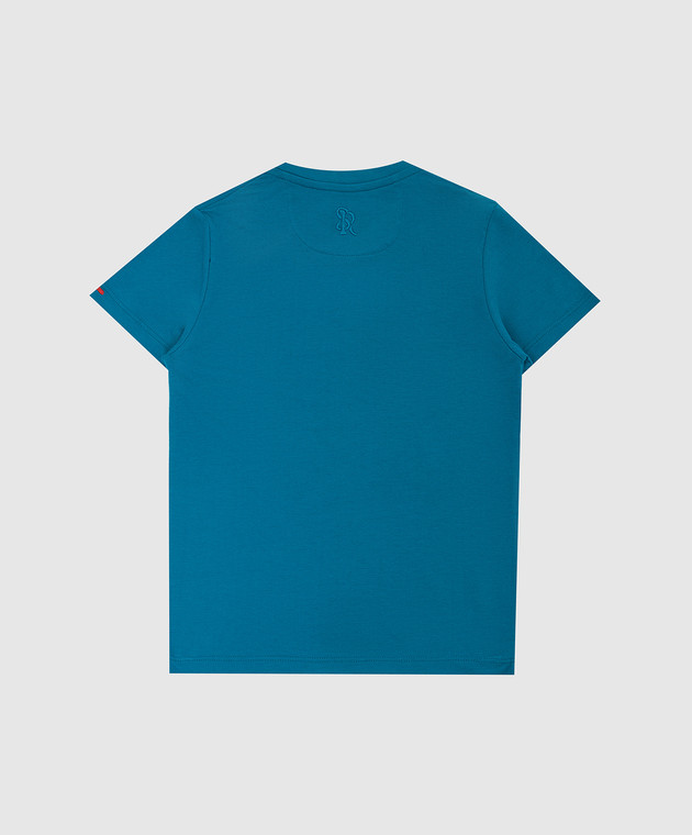 Stefano Ricci Детская бирюзовая футболка с вышивкой YNH8200170803 изображение 2