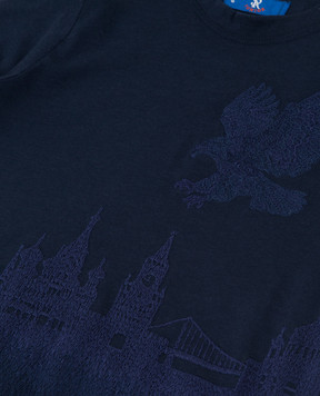 Stefano Ricci Не вкл Детская темно-синяя футболка с вышивкой YNH84001MS803