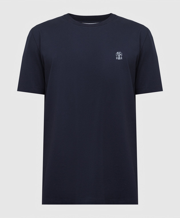 Brunello Cucinelli Темно-синяя футболка с эмблемой M0T718440