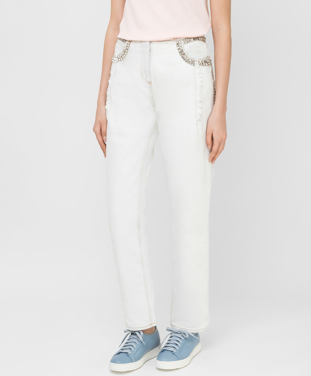 Roberto Cavalli White jeans with crystals CKJ211 image 3
