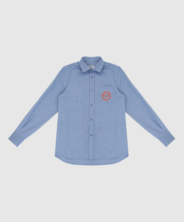 Stefano Ricci Детская светло-синяя рубашка с вышивкой YAC6S00030L824