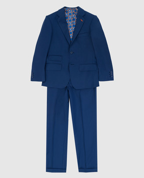 Stefano Ricci Детский синий костюм из шерсти Y3SF371900W808