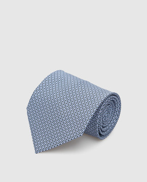 Stefano Ricci Синий шелковый галстук в узор CH31051