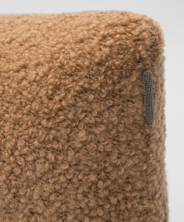 Brunello Cucinelli Бежевая подушка из верблюжьей шерсти и шелка MLH380301 изображение 2