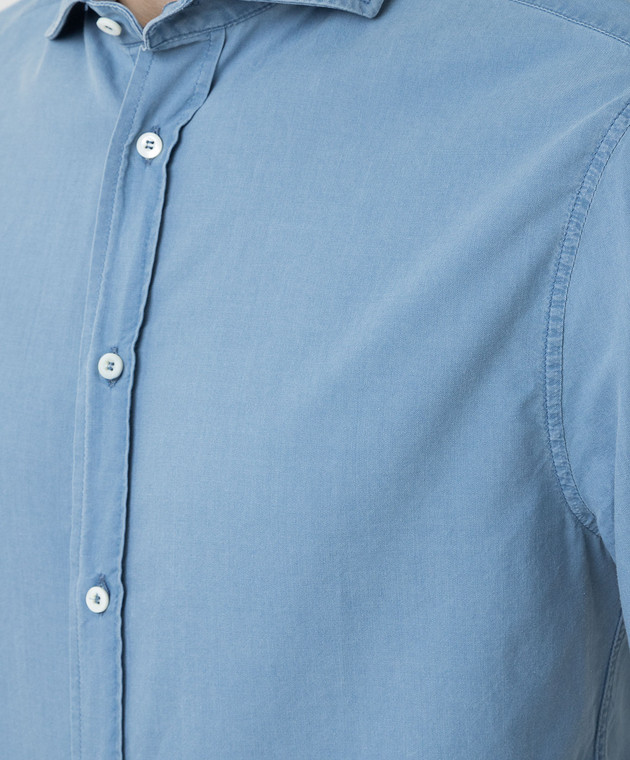 Brunello Cucinelli Голубая рубашка на пуговицах ML6931718 изображение 5