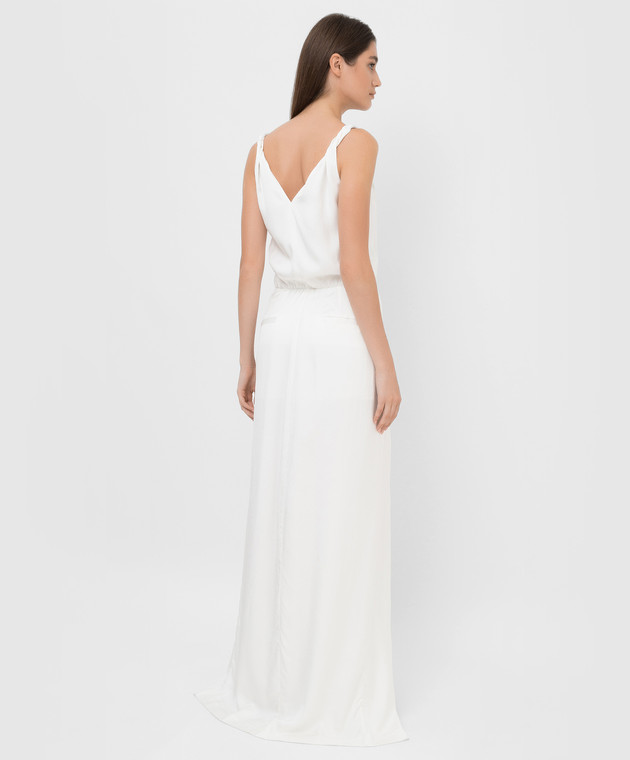 Brunello Cucinelli Белое платье с разрезом и цепочками MH966ABO71 изображение 4
