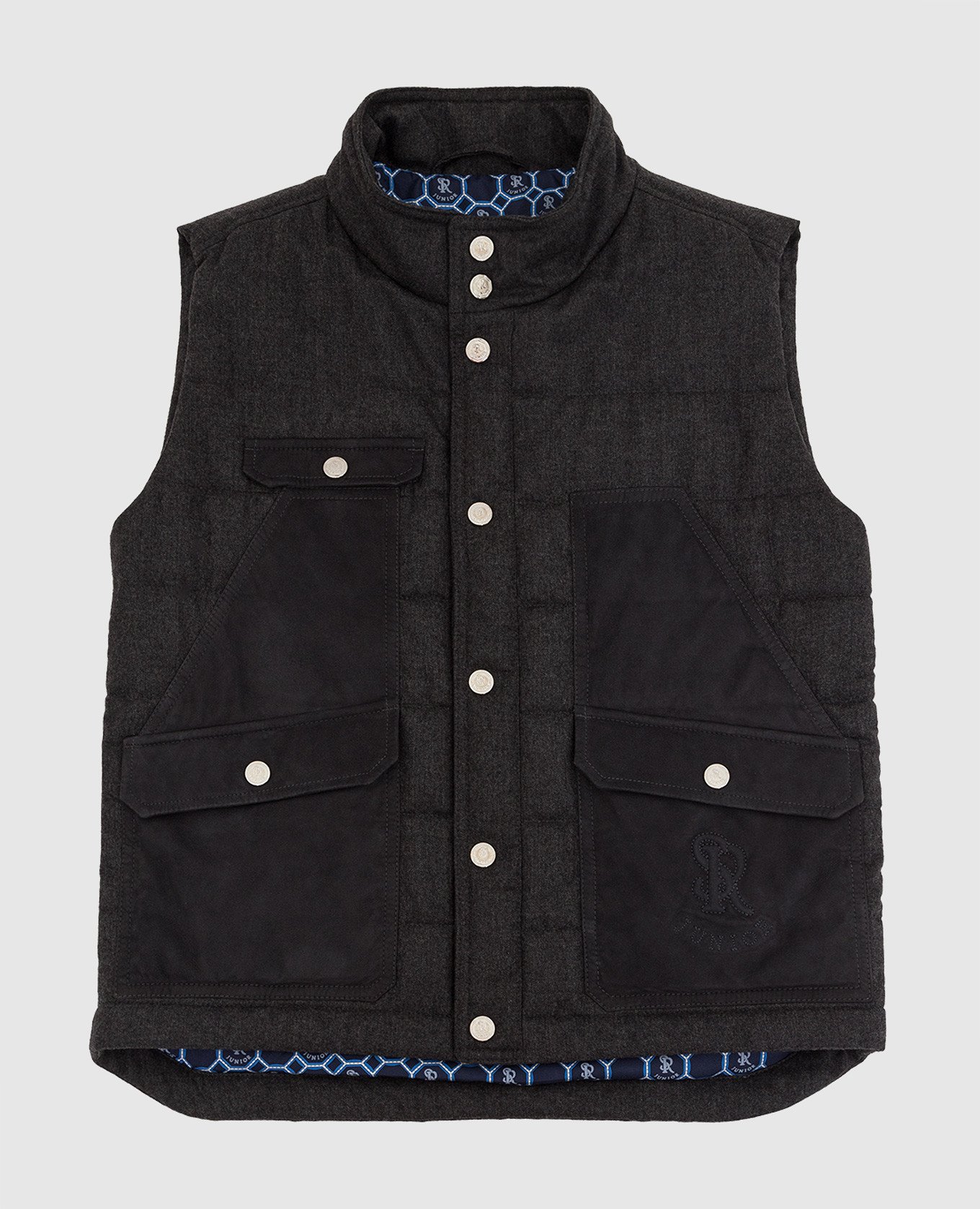 Children's wool vest with suede inserts
