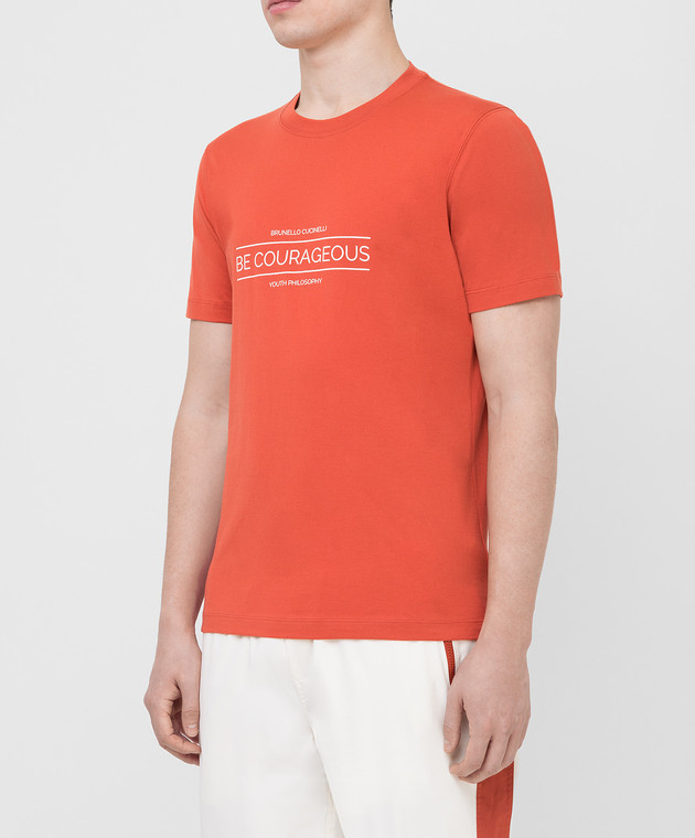 Brunello Cucinelli Оранжевая футболка M0T611110 изображение 3