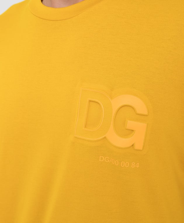 Dolce&Gabbana Желтая футболка с фактурным логотипом G8NB3ZFU7EQ изображение 5