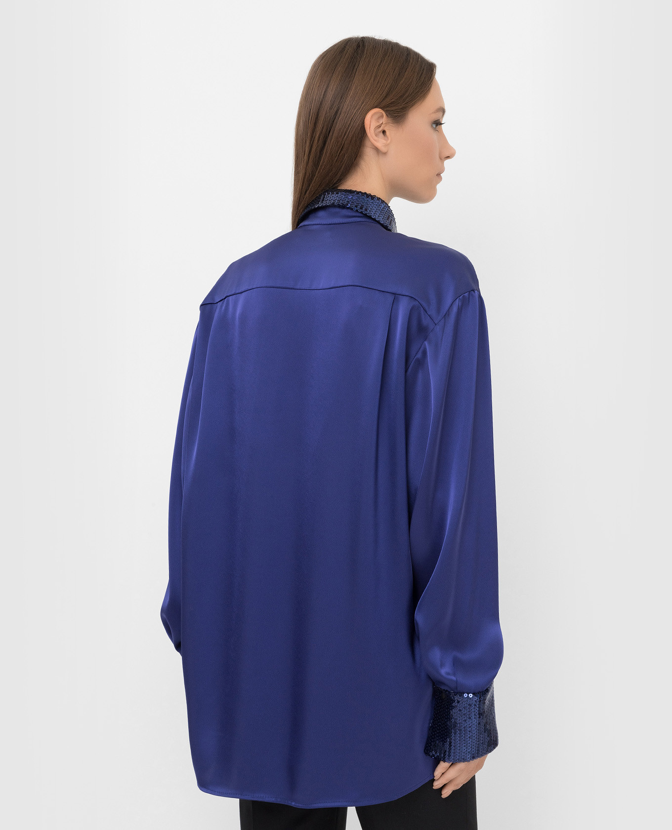 David Koma Синяя блуза с пайетками AW21DK29TA изображение 4